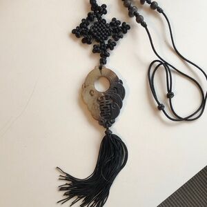 Vintage Chinese Stone Pendant Necklace